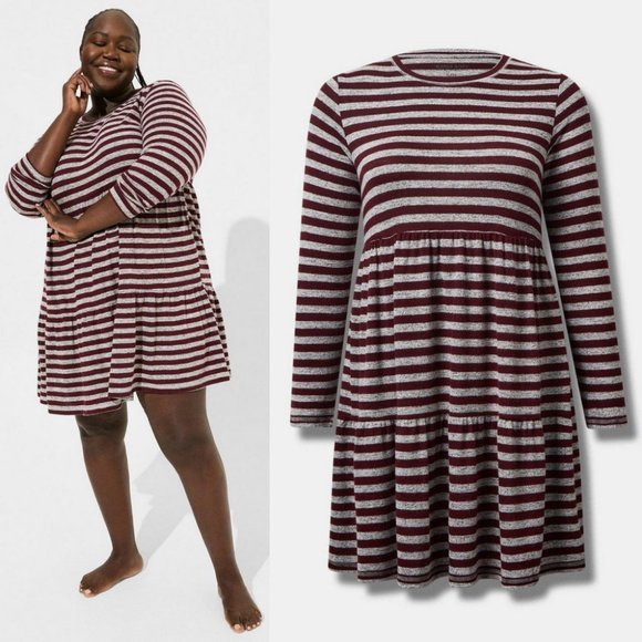 torrid Dresses & Skirts - NEW Torrid 2 Super Soft Plush Long Sleeve Ruffle Lounge Dress 2X 18/20